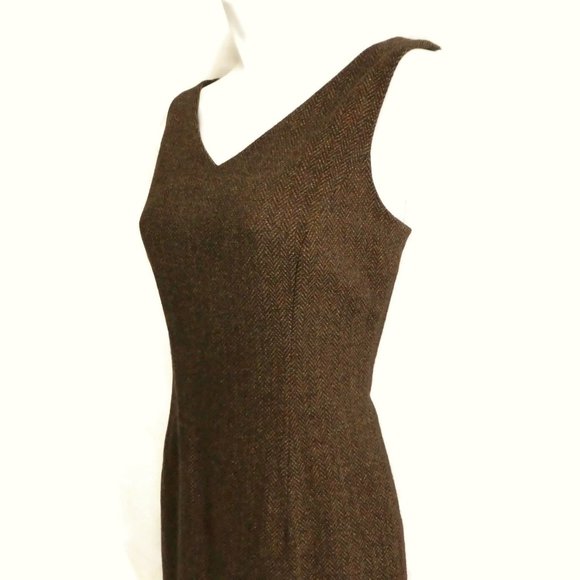 Vintage Dresses & Skirts - Wool Ann Taylor Dress Career Work Wear Brown Lined Sleeveless Back YKK Zip 6